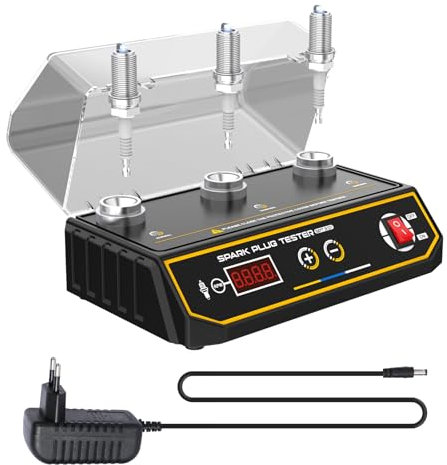 3-Loch Zündkerzen Tester, 220 V Zündfunkenprüfer mit LCD-Display, Zündungsprüfer einstellbare Arbeitsfrequenz 200~9000rmp, Spark Plug Tester Einstellbare Testlochhöhe für alle 12V Fahrzeug