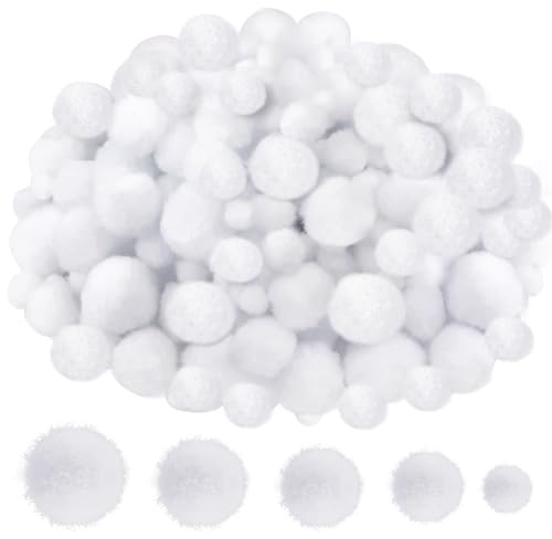 TOAOB 500 Pezzi Pom Poms Bianco Mini Pompon Piccoli Pon Pon 10mm a 30mm per Lavoretti Decorazioni Festa Creativi Fai Da Te Crafts