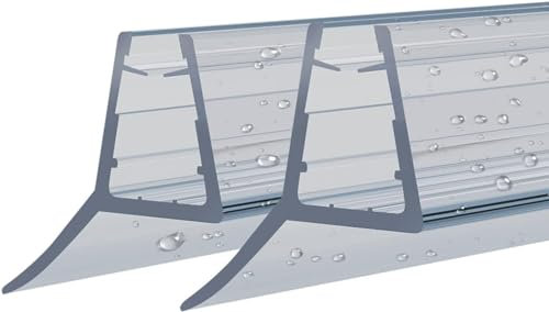 Duschdichtung 2x100cm, Weiche Kantenlünge 15mm, Dichtung Transparent für 4-6mm Glastür Duschwand Badewanne Duschkabine Wasserabweiser Schwallschutz Duschdichtungen für Duschtüren