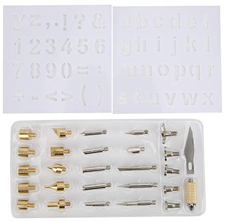 EVTSCAN 28 Piece Pyrography Set, Copper and Iron Tips, Heat and Accurate, for DIY Crafters, Woodworkers, and Artisans