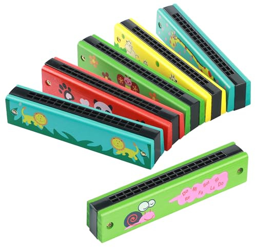 6 Piezas Armonica Niños,16 Agujeros Cromática Harmonica, Armónica de Dibujos Animados para Niños,para Principiantes Estudiantes
