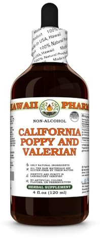 California Poppy and Valerian Glycerite, Made in Hawaii, All Natural, Vegan, Lab Tested Alcohol-Free Liquid Extract - 4 fl.oz