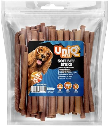 UNIQ Hundeleckerli 500g weich glutenfrei hohe Fleischanteil Rind Kaustangen Hundesnack Leckerli kleine große Hunde Kausnack Training Belohnung