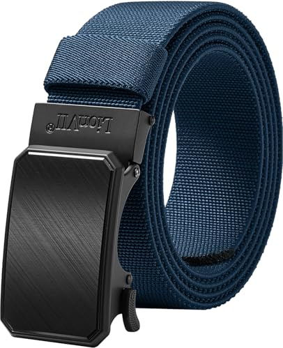 LionVII Cintura elastica a cricchetto con fibbia automatica, cintura da lavoro per uomo per girovita 75-125cm (28-49), Blu mare