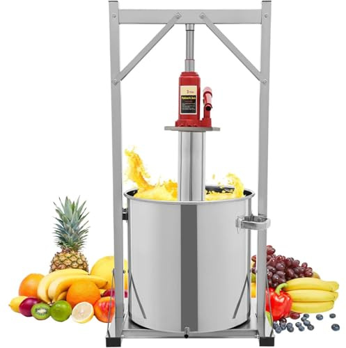 Prensa de vino de frutas, prensa de sidra de acero inoxidable con gato hidráulico para hacer jugos, perfecta para manzanas, zanahorias, naranjas, bayas y verduras, capacidad de 12 L