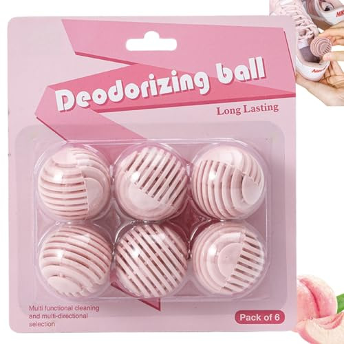 6PCS Shoe Deodorizer Balls,Shoe Fresheners,Ball Deodorant,Shoe Freshener & Deodoriser,Shoe Smell Remover,Odor Eliminator for Shoes/Gym Bags/Lockers, Quick-Twist Action,Long-Lasting Fresh Scent#Peach