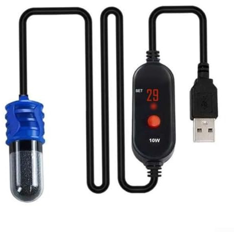 Mini USB-uppvärmningsstång, automatisk konstant temperatur akvarium värmare, kvarts explosionssäker akvariesköldpadda intelligent värmare (10 W)