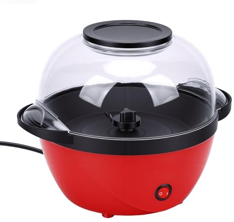 Asixxsix Elektrisk Popcornmaskin, Popcornpoppermaskin i Retrostil med Nonstick Kokplatta och Smörsmältbricka Ger 10 Koppar på 3 Minuter för Filmkvällar och Familjesnacks (800W)
