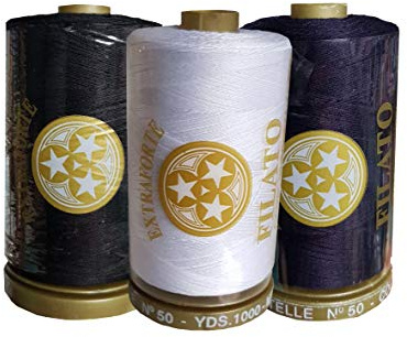 Filo da cucito tre stelle marca oro (blu-bianco-nero mix, 3pz)