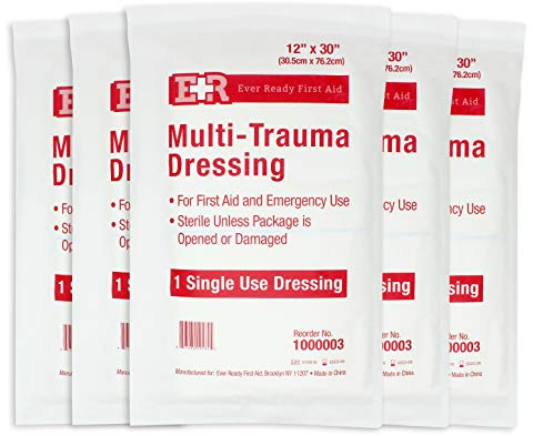 Ever Ready First Aid Multi-Trauma Sterile Non-Woven Dressing 12” x 30” - 5 Count