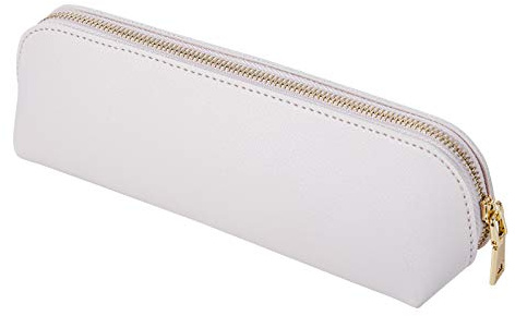 Fyore Federmäppchen, PU Leder Schlampermäppchen Kleines Stiftetasche Mit Reißverschluss (Beige)