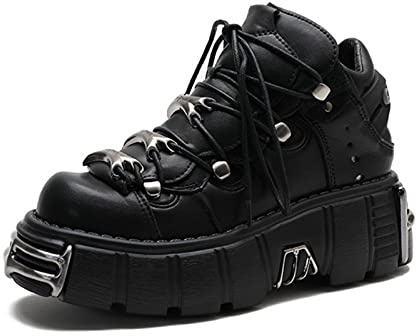 ZXCN Piattaforma Punk Sneakers da Donna Sissy Boy Fashion Casual New Rock Femminile Scarpe da Corsa in Metallo Decorazione in Metallo Moto Stivali da Donna Boots