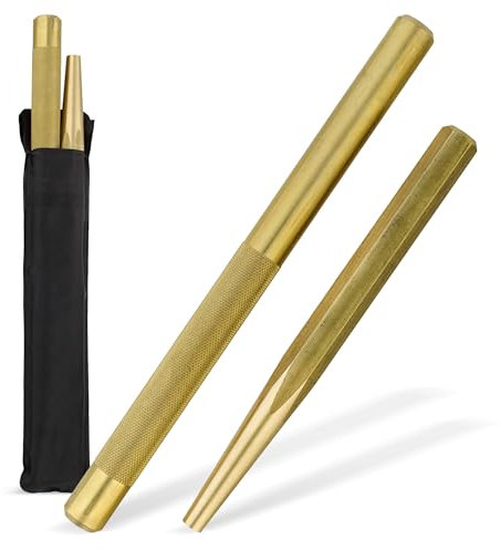 ABN Grande set di punzonatrici in ottone, 2 pezzi, in ottone, per auto, kit di punzonatura a scalpello per auto, grandi strumenti in ottone per meccanica
