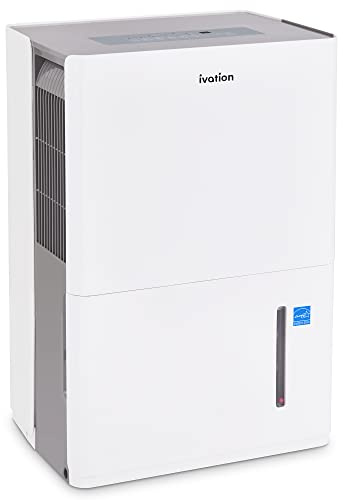 Ivation 4,500 Sq. Ft Energy Star Dehumidifier With Pump, Large Capacity Compressor De-humidifier for Big Rooms and Basements with Continuous Drain Hose Connector and Pump, Auto Shutoff and Restart