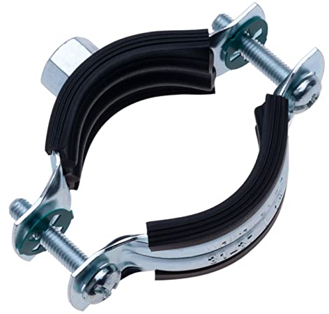 53-61mm Rohrschelle mit schwarzem Gummifutter, Zweiteilige Rohrschelle mit M8 Innengewinde-Wandhalterung, Spaltringaufhängung, verstellbare Rohrhalterung (2 Stück)