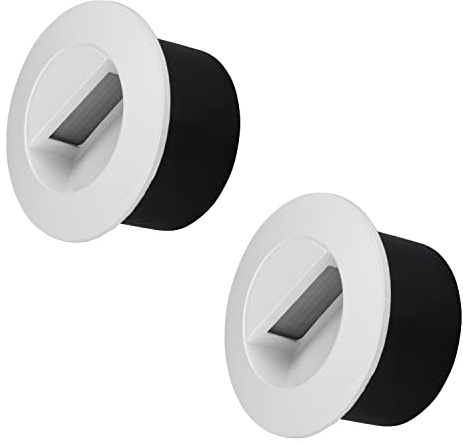 Popp® Pack x2 Baliza LED 3W con Caja empotrable Luz neutra 4000K 300LM IP65 220V Aluminio Blanco redondo Interior Exterior Luz de escalera, lámpara de pared (Blanco Redondo 4000K)