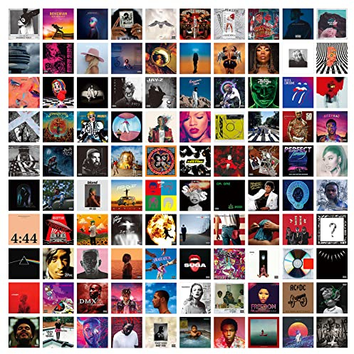 A ART·ZONE 100 Pcs 5x5 Inch | Wall Collage Kit for Room, Album Cover/Music/Rapper/Band/Wall Posters for Bedroom