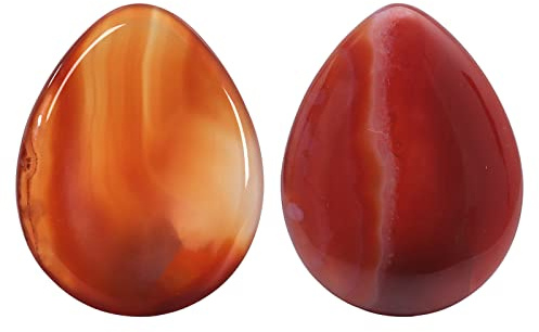 Nupuyai 2Pcs Cornaline Naturelle Pierre d'inquiétude pour Le Pouce en Forme de Goutte d'eau pour la Relaxation, Pierre de Cristal de Poche Polie pour la Méditation Reiki, 4.5cm