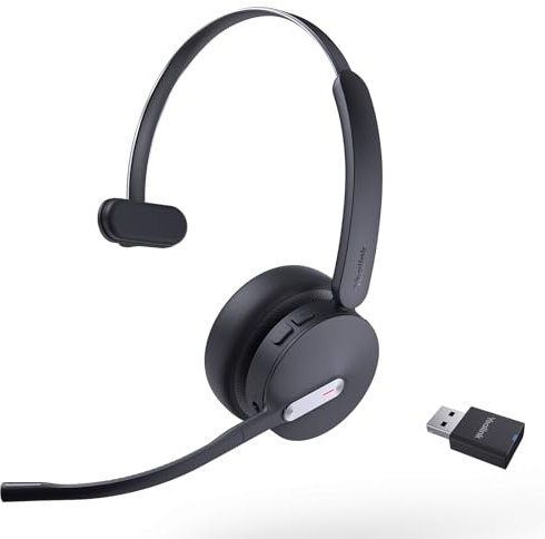 Yealink WH64 Hybrid Casque Bluetooth sans Fil DECT, Mono Casque sans Fil,492ft avec DECT Dongle, 3X Mic, 26H de Temps de Parole, Casque d'écoute portatif pour Le Bureau, PC, Certifié Microsoft Teams