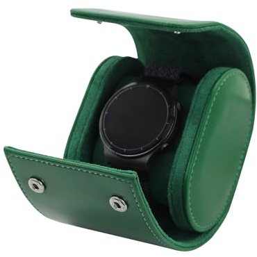 WisePoint PU Leather Watch Case - Single Watch Display Box, Portable Travel Case with Detachable Pillow (Green)