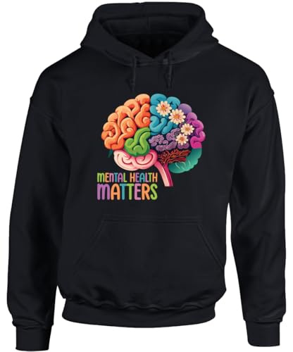 Hippowarehouse mental health flowers blooming brain unisex Hoodie hooded top 3XL adult Black
