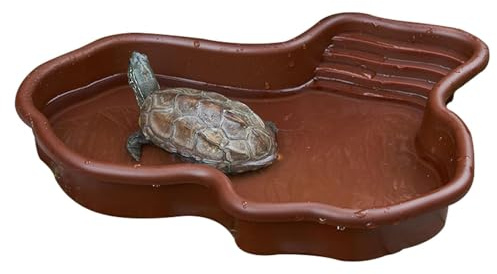 Sköldpaddspool – reptilvattenskål, reptil, badpool med ramp och