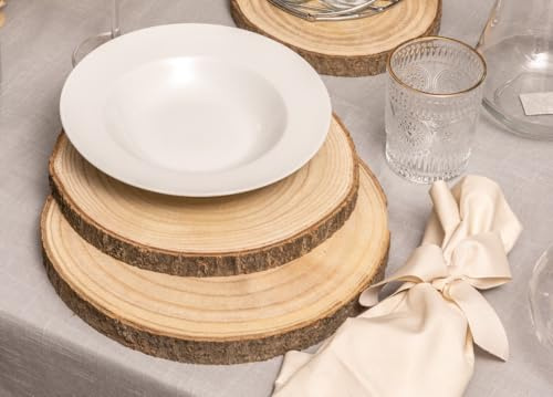 BIANCHERIAWEB Dischetto Legno Rotondo Base Tronco Decorativo Sottopiatto Sottobicchiere Diametro 28 Naturale