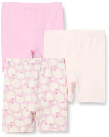 Amazon Essentials Bebé-Niñas Pantalón Corto de Ciclismo, Paquete de 3, Manzanas/Rosa, 4 años