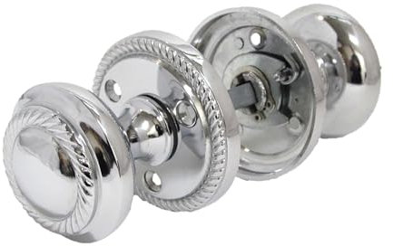 Chrome Georgian Style Round Door Knob Set – 1 Pair – Sprung Internal & External Mortice Door Knobs – Polished Chrome Handles for Traditional & Modern Interiors (No Latch Included)