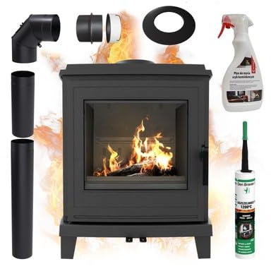 KRATKI Stufa a legna in ghisa 11kW KOZA K11 150fi Stufa a legna Moderna Eco- design EEK A