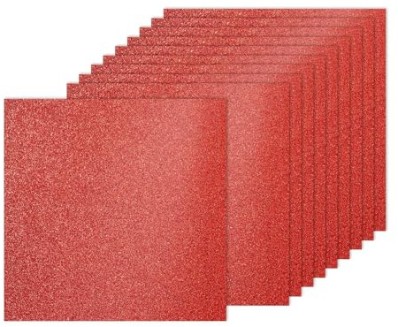 PATIKIL 10 ark mörkrött glitterkartongpapper 30 x 30 cm glitterpapper kartong högglans scrapbook 250 gsm glitterpapper stort skimmer för pyssel scrapbook gör-det-själv konst bröllop fest
