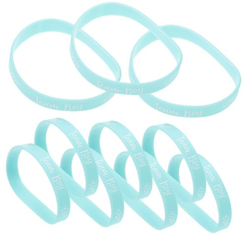 BAZEITFLOW Lot de 12 Bracelets Silicone Garçon Réglables pour Révélation de Baby Shower Fête Prénatale Accessoires Légers et Réutilisables pour Garçon et Filles et Adultes