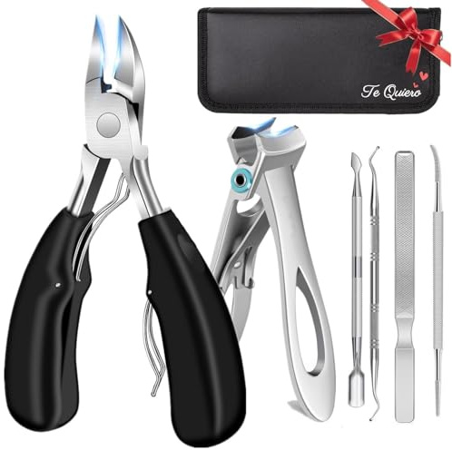 Regalo Hombre Pedicura Cortauñas profesional para pies - Regalo para Marido, Padre o Novio con Te Quiero, Cortaúñas para Uñas Gruesas y Encarnadas, Kit de Cuidado de Uñas de Pie con Estuche de Cuero
