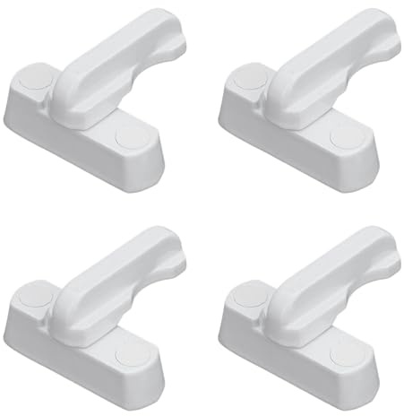 4pcs White Sash Jammers T-Shaped Lock Sash Window Extra Security Locks for UPVC/PVC Doors Windows Home Security, Zinc Cast Alloy Sashs Jammer Flush Lock Blocker