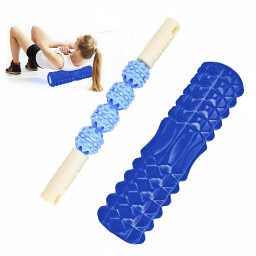 Foam Roller, Rullo Massaggio Muscolare 30×8cm per Yoga Pilates Alleviare le Tensioni Muscolari e il Sollievo Dalla Pressione Nella Schiena sulla Colonna (Blu)