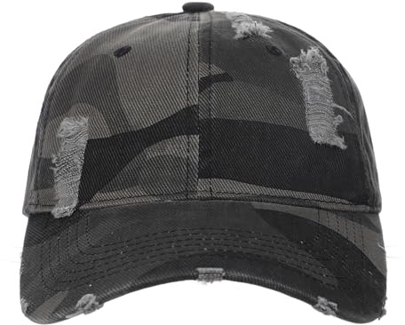 TINAYAUE Casquettes de Baseball pour garçons Casquette Camo Enfant Tissu Denim lavé - Texture Rétro Casquettes Visière Chapeau Pare-Soleil Anti UV pour Rentrée Scolaire Camping Plage Randonnée