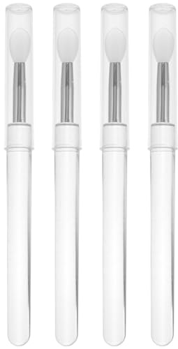 Uonlytech Pinceles de Silicona para Labios Tapa Antipolvo, Juego de 4 Unidades Transparentes, Aplicadores Portátiles para Lápiz Labial, Sombra de Ojos y Mascarilla Labial, Herramienta