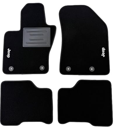 ASC Tappetini Auto Compatibili con JEEP COMPASS dal 2017-2025, Limited/Longitude Moquette, Bordo Antiscivolo, Battitacco in Gomma,Loghi ricamati