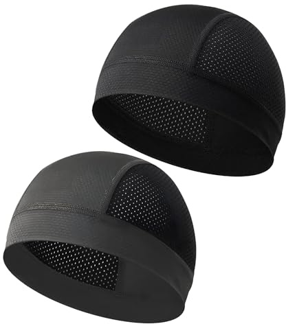 2 st Laufmütze, Dünne Mütze Herren Damen, dödskalle mössa, Fahrradmütze Unter Helm, cykelmössa för hjälm, andningsbar och svettavvisande dödskalle, motorcykel- och cykelhjälmfoder