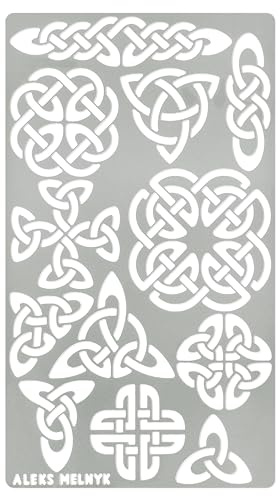 Aleks Melnyk No.32 Metal Journal Stencil, Pyrography Celtic Patterns, Celtic Knot, Viking Stencil, Wood Burning Template, Wood Carving, Bullet Journaling