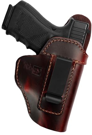 IWB Leather Holster, Genuine Leather Gun Holster for Glock 19/42/43X Ruger LC9S/Security 9/Max 9, Sig P365/P320/P220, Taurus G2C/G3C/GX4 Springfield XD/XDS/Hellcat and Similar Sized Handguns