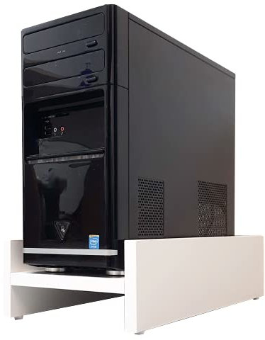 Henor Soporte Madera FSC® CPU Ordenador 25x45x12 Cm Elevador CPU Blanco