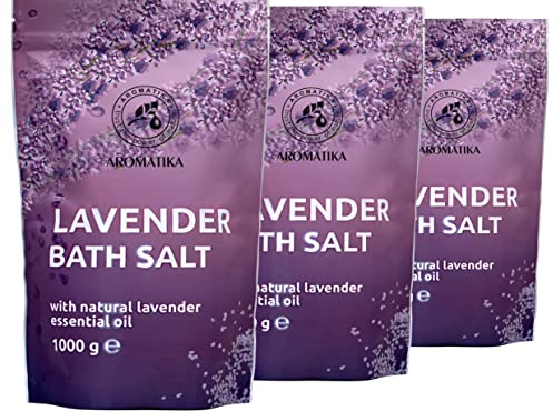Sale Marino con Olio Essenziale di Lavanda 3x1000g (zipper) - Sali da Bagno Naturali per un Buon Sonno - Riduzione dello Stress - Cura del Corpo - Rilassamento - Bellezza - Antistress - Bagno