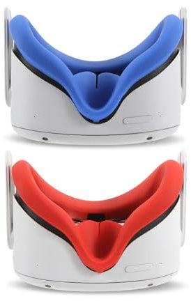 OOAVR 2-teiliges Set VR Gesichtsabdeckung, wasserdichte und schmutzabweisende Ersatz Gesichtspad VR Gesichtsabdeckung zubehör für Oculus Quest 2 (2-Stücke/rot+blau)