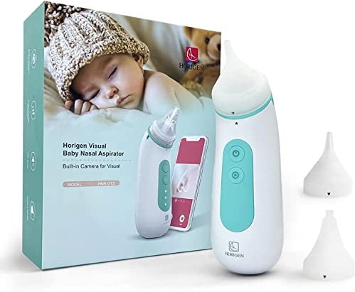 Horigen Baby Nasensauger, Elektrisch, Surable, Wiederaufladbar, Dreistufige Saugnasenauger, Tragbarer Nasensauger für Neugeborene, Säuglinge