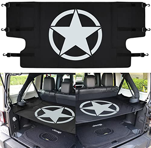 CKPEOR Laderaumabdeckung Gepäckvorhang-Schattenschutz Kompatibel mit Jeep Wrangler JK JKU 2007-2017 Unlimited 4 Door, Pentagram