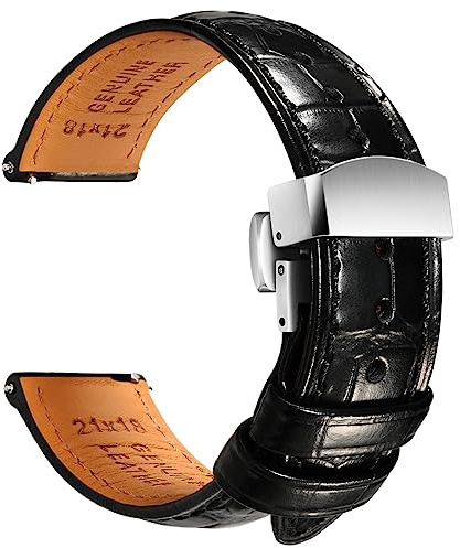 REZERO Leather Watch Bands for Men, Quick Release Watch Straps, Luxury Italian Alligator Grain Embossed Band Replacements 19mm 20mm 21mm 22mm