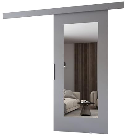 MINIO go for it - Schiebetür Komplettset CLEAN I, 76 cm Breit, Schiebetüren, Wandmontage, Schiebetürsystem, Zimmertüren - Grau Matt
