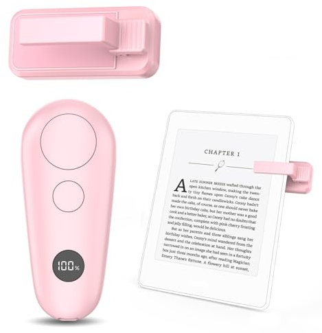 Control Remoto Página Turner para Kindle Paperwhite Oasis Scribe eReaders, Página Clicker para iPad Tablets Lectura Novelas Tomar, Teléfono Cámara Video Grabación Disparadores Remotos,Rosa Claro