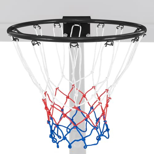 LIFEZEAL Aro de Baloncesto de Pared con Marco de Metal | Canasta de baloncesto Ø38,5/45 cm con red para interior y exterior